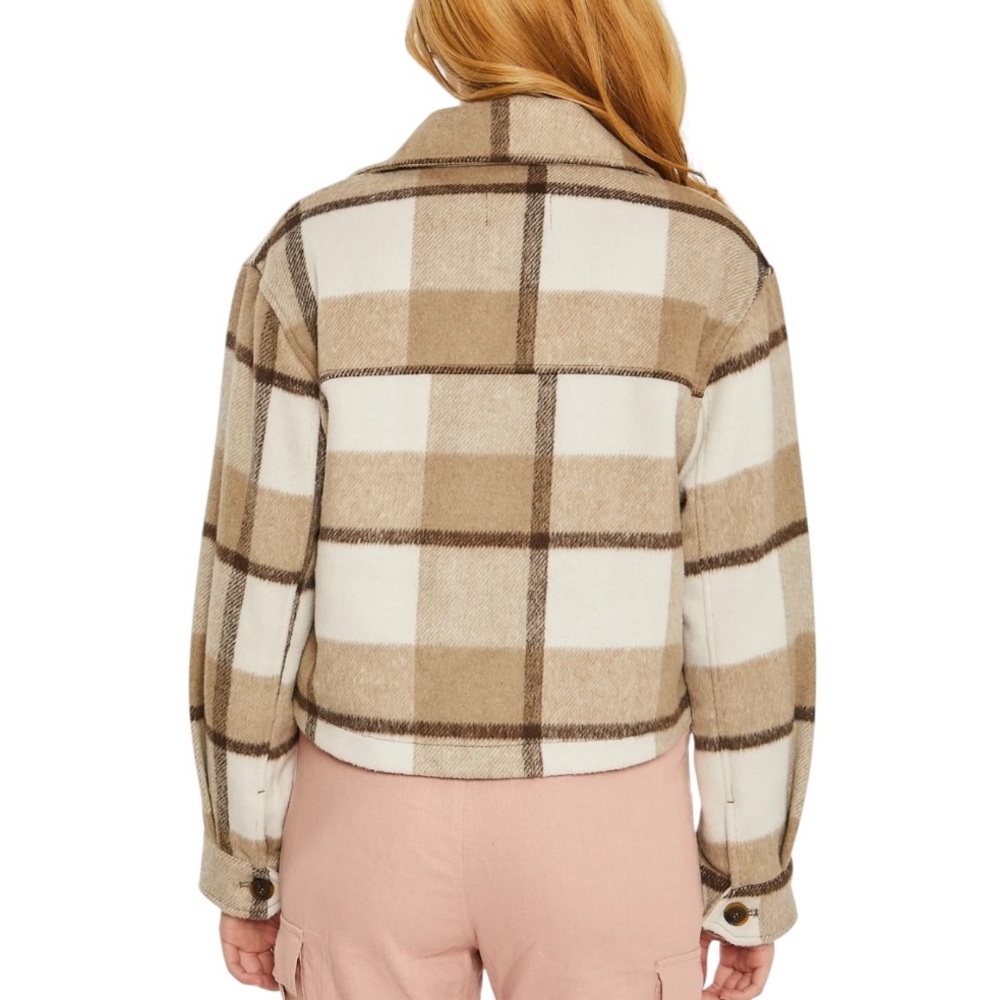 Love Tree Cream Plaid Shacket Jacket Size S - Picture 2 of 11